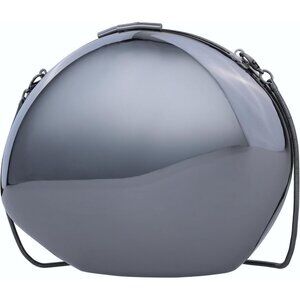 Women's Black Metal Design Silver Small Unique Elegant Acrylic Party Clucth